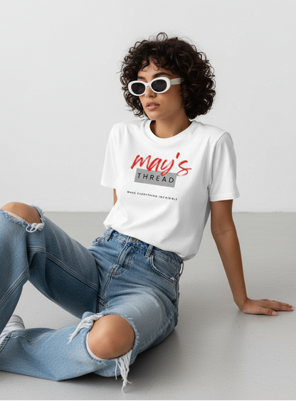 May’s Thread Unisex White tshirt – “Tuned to Your Frequency” | Premium Cotton Streetwear