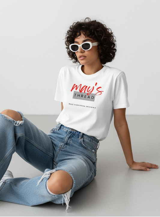 May’s Thread Unisex White tshirt – “Tuned to Your Frequency” | Premium Cotton Streetwear